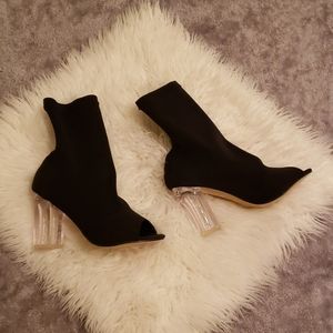 NEW 2 Lips Too open toe black booties (size 9)